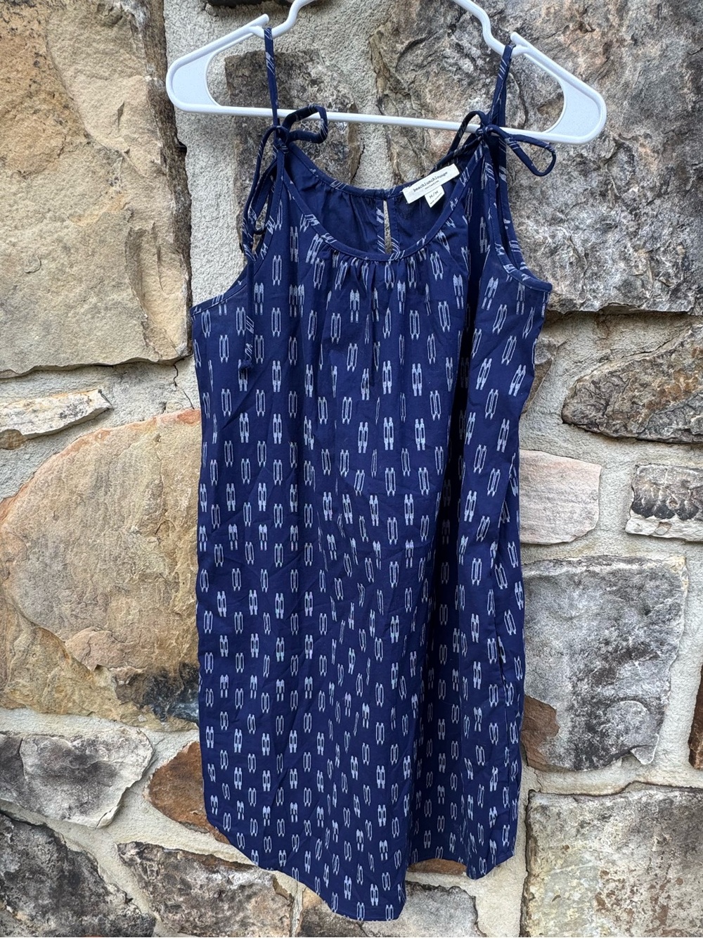beachlunchlounge Navy 100% Cotton Sleeveless Dress Medium Beach Summer Coastal